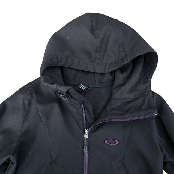 Oakley Full‎ Zip Jacket Women's Medium Black Lined Hooded Zip Pockets Gorpcore - Picture 3 of 6